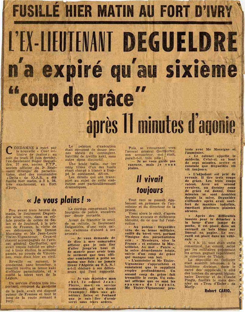 LIEUTENANT ROGER DEGUELDRE ASSASSINE LE 6 JUILLET 1962 PAR LA REPUBLIQUE.jpg